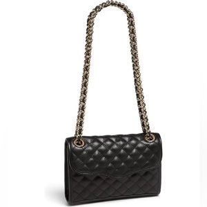 Rebecca Minkoff Women's Black Quilted Mini Affair Bag Gold Chain Crossbody